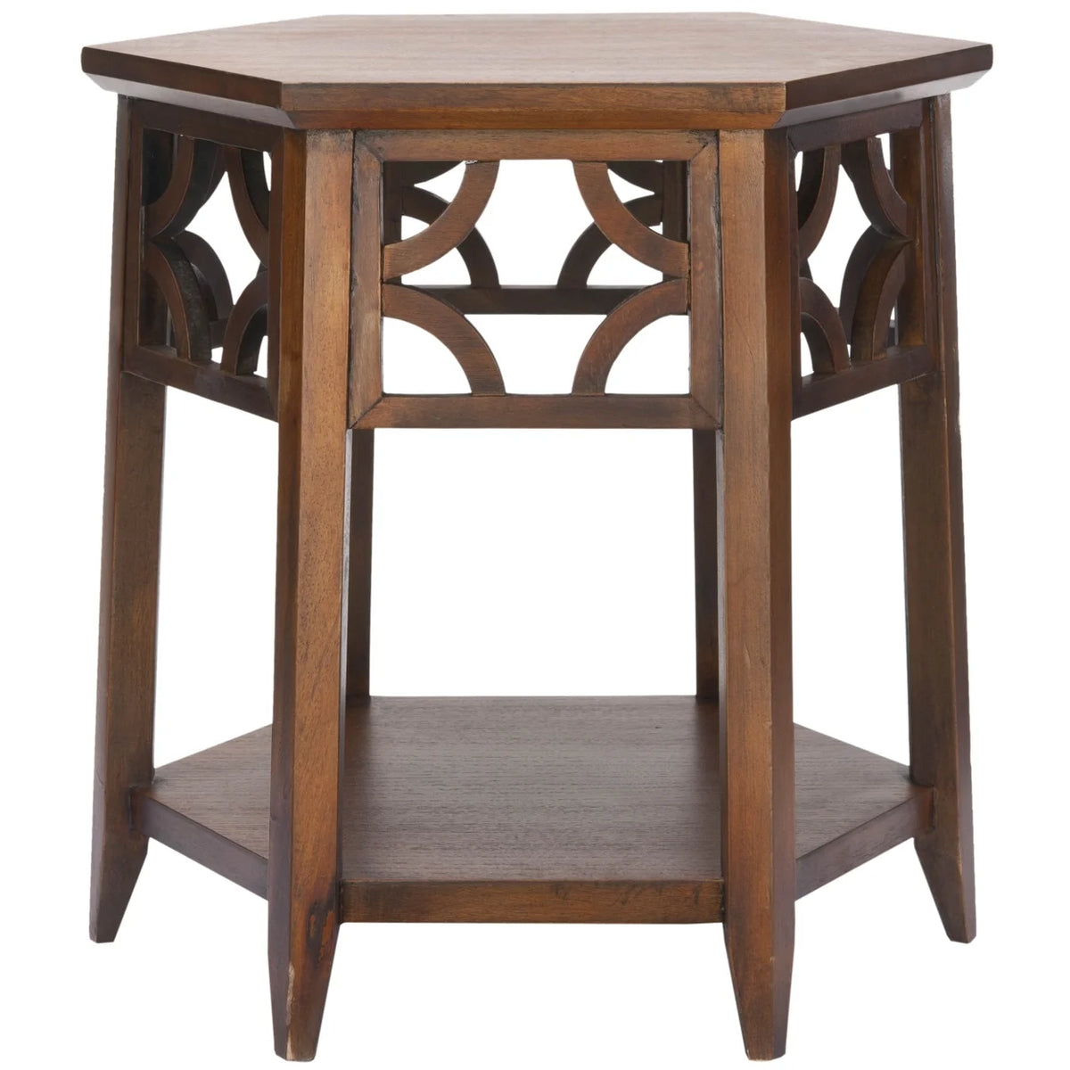 Brown Hexagon End Table G7411