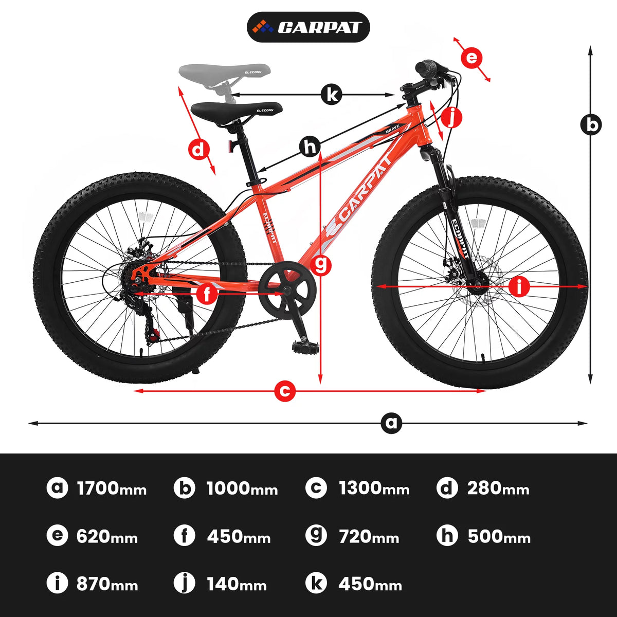 24 Inch Fat Tire Bike 7 Speeds Dual Disc Brake High-Carbon Steel Frame W86094