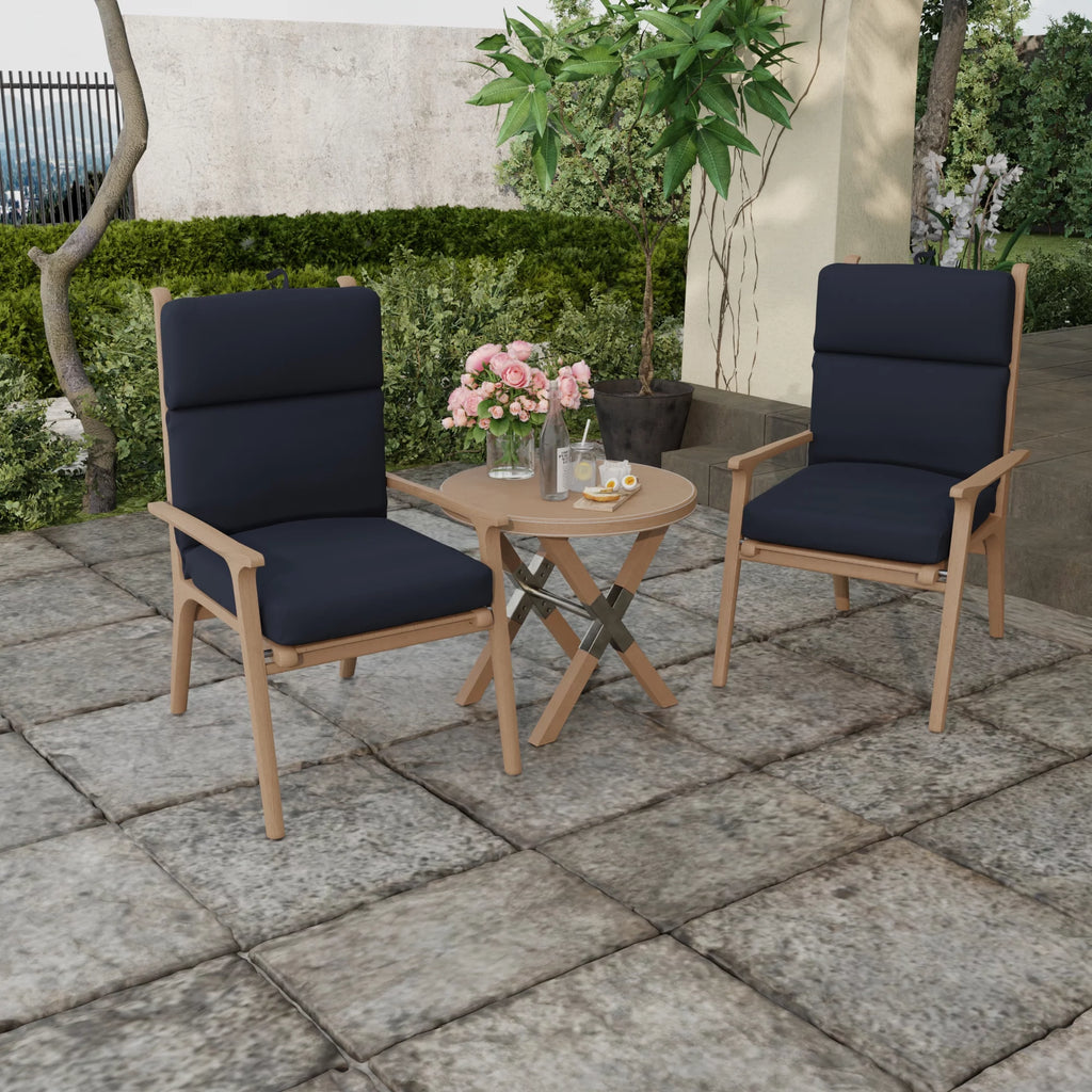 Navy Rectangular Outdoor Chair Cushion with Ties I135527