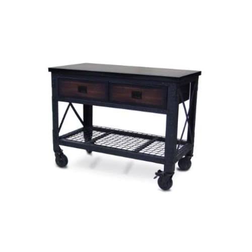 48 in x 24 in 2 Drawer Rolling Industrial Workbench with Wood Top E4297