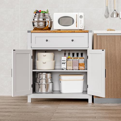 White Buffet Cabinet with Drawers G4439