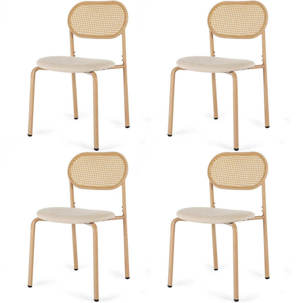 Set of 4 Boho Dining Chairs with Rattan Back E231435