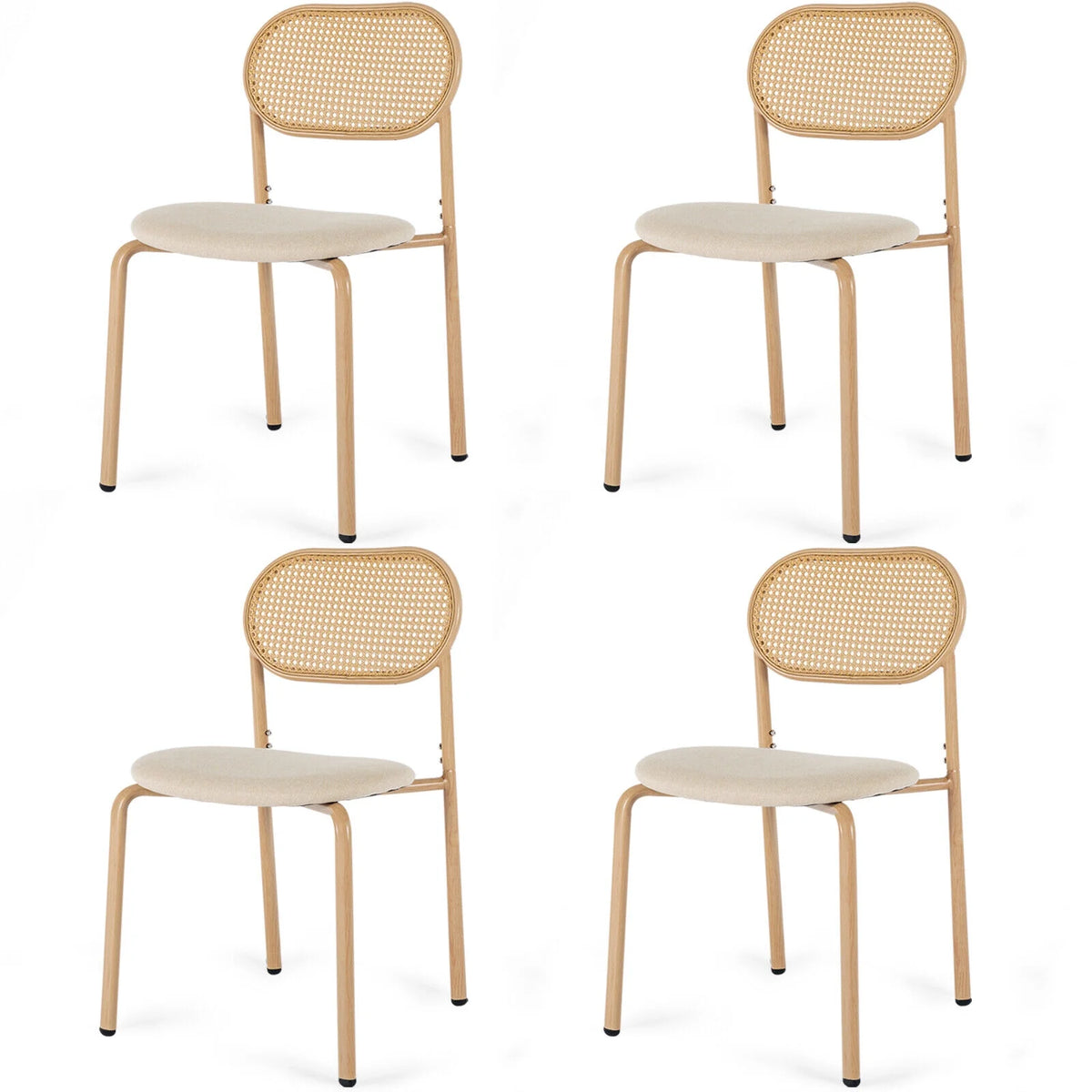 Set of 4 Boho Dining Chairs with Rattan Back E231435