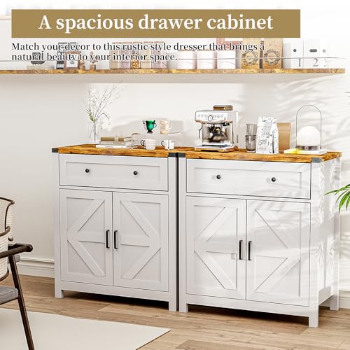 White Buffet Cabinet with Drawers G4439