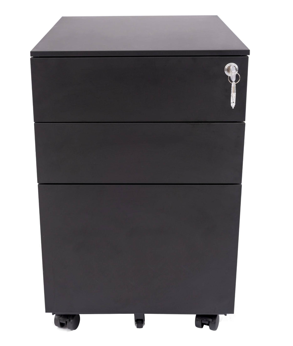 Black Wide 3 Drawer Rolling File Cabinet N149