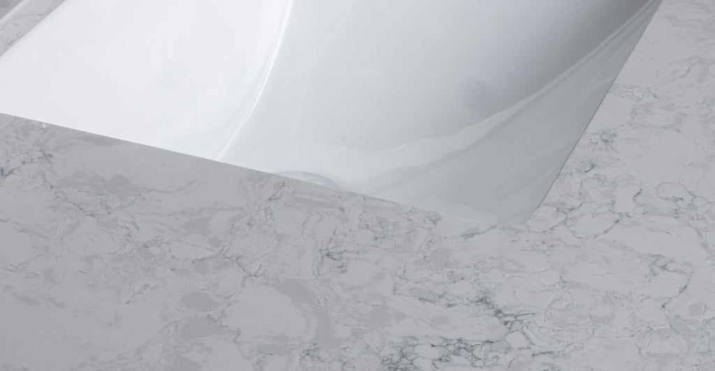37in Grey Engineered Stone Vanity Top with Ceramic Sink F1264