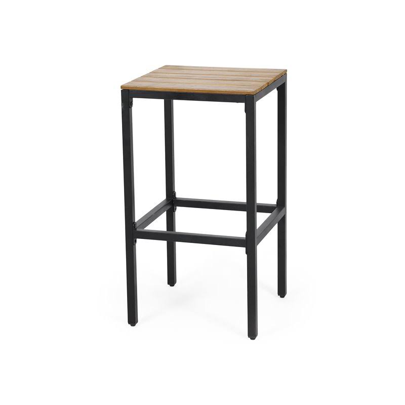 Acacia Wood Bar Stools Set of 2 Teak/Black Q9461