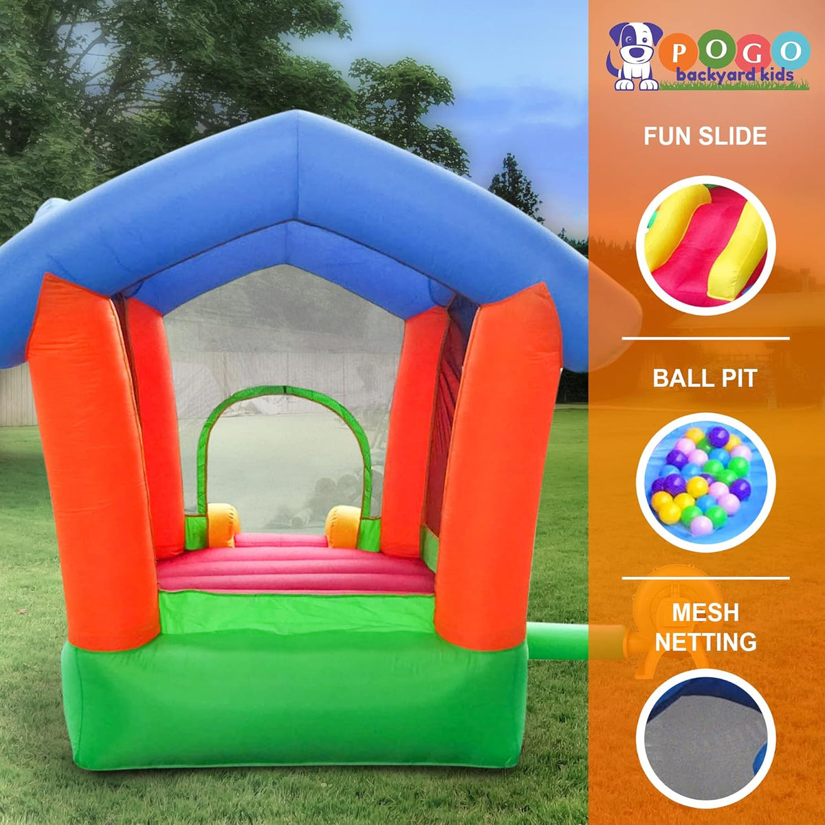 Inflatable Bounce House with Slide, 8.5' x 4.9' Play Area, 6.75' Tall F855661
