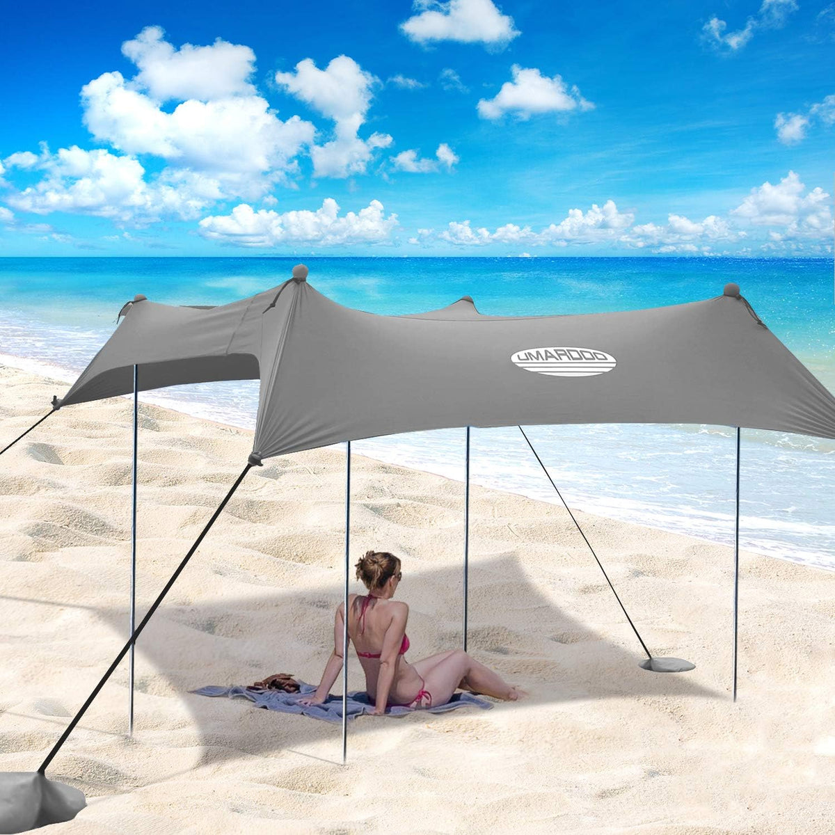 Pop Up Beach Sunshade Tent with Carrying Bag (Blue, 7X7 FT) T1189