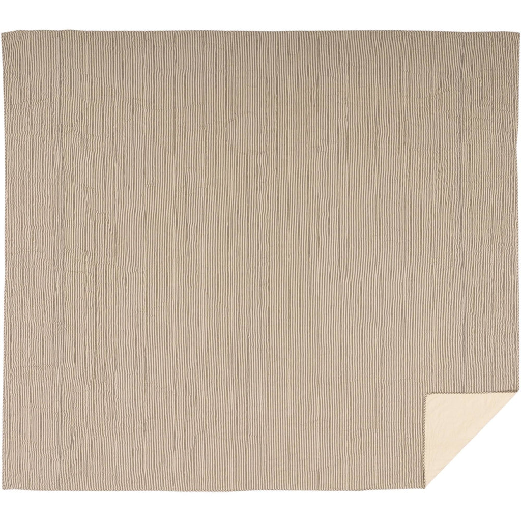 Red Ticking Stripe California King Quilt Coverlet T305228