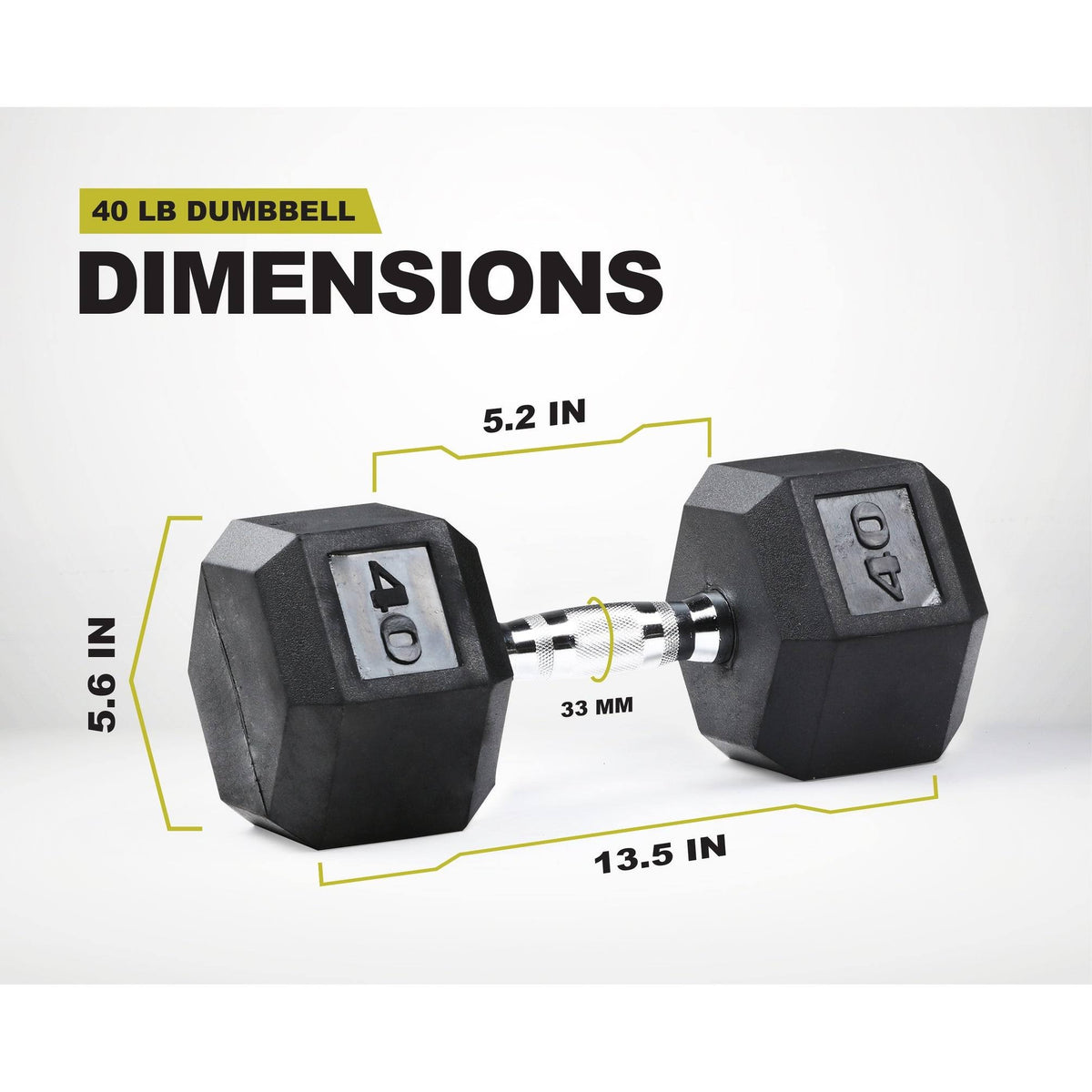 40lbs Pair Black Hex Dumbbell L25050