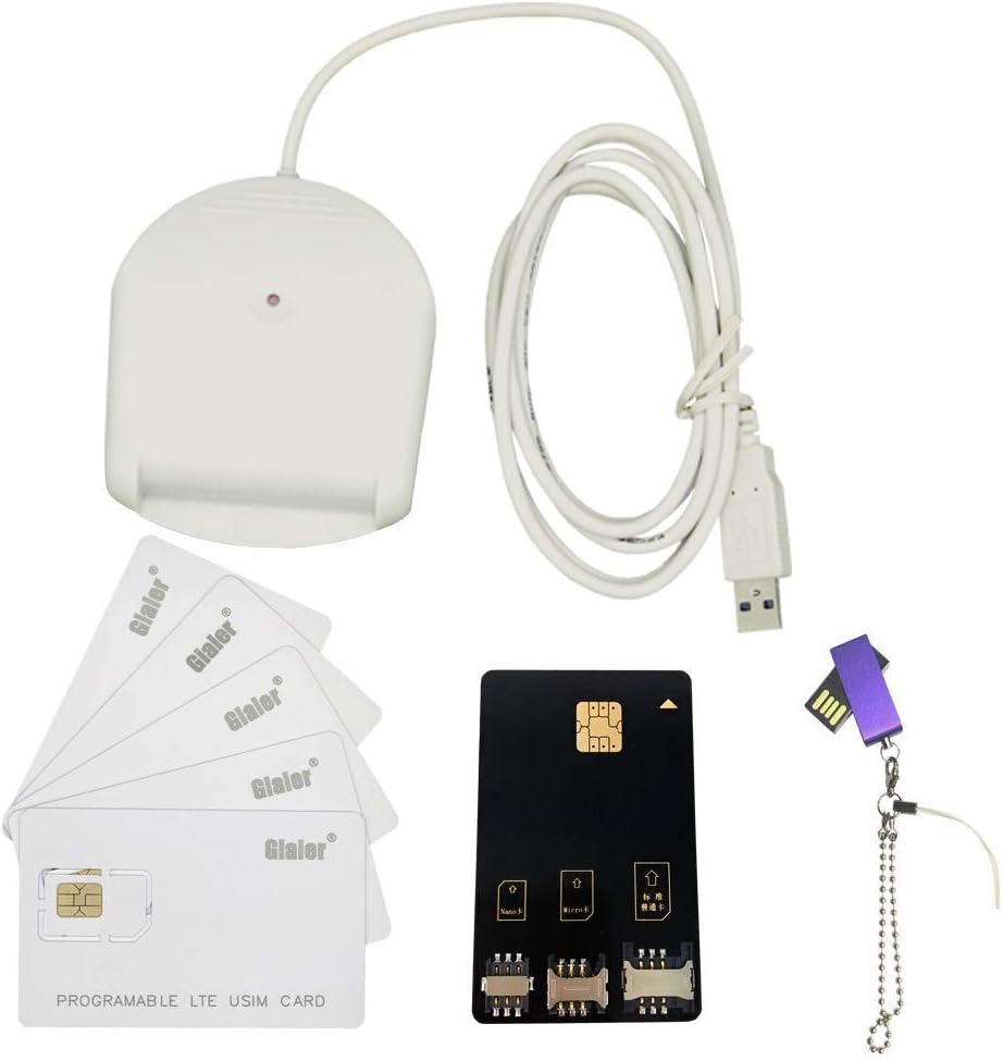 SIM Card Tools & Accessories Kit with 1 SIM Card Reader + 5pcs Programmable USIM Cards + 1 Adapter Kit M348387