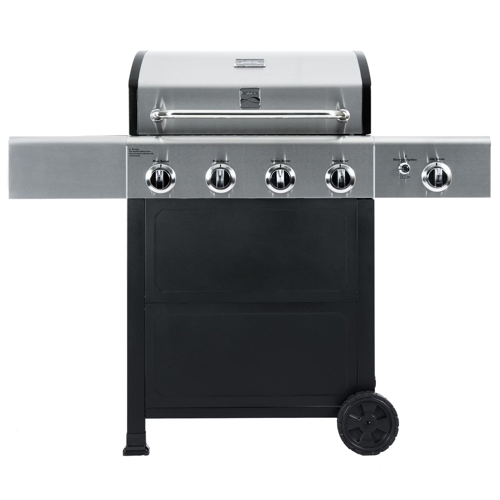 Stainless Steel/Black 4-Burner Propane Gas Grill with Side Burner F44219