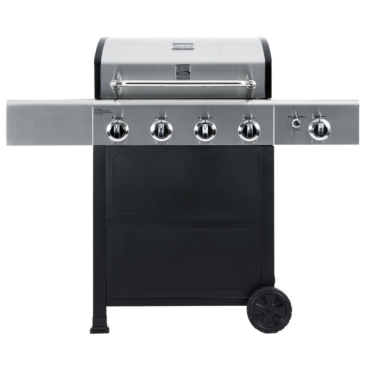 Stainless Steel/Black 4-Burner Propane Gas Grill with Side Burner F44219