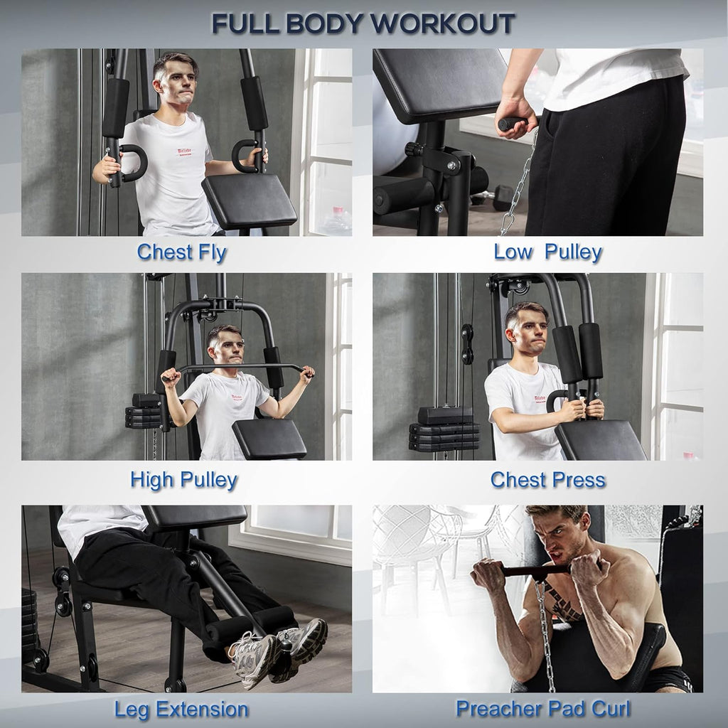 Multifunction Workout Station with 100Lbs Weight Stack B472819