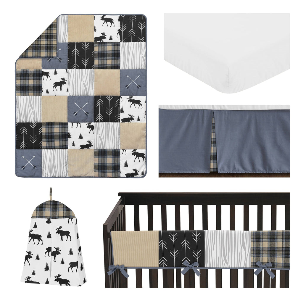 Blue and Tan 5 Piece Crib Bedding Set A732339