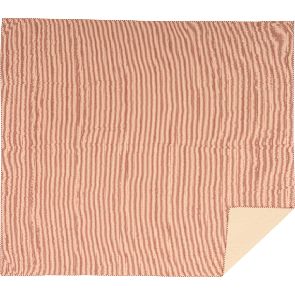 Red Ticking Stripe California King Quilt Coverlet T305228
