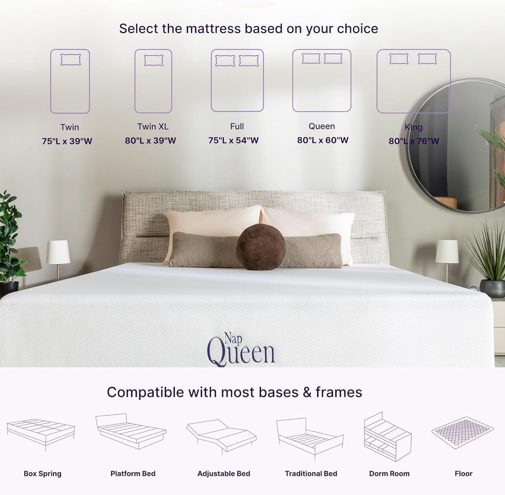 8 Inch Queen Size Bamboo Charcoal Memory Foam Mattress with Metal Platform I48156