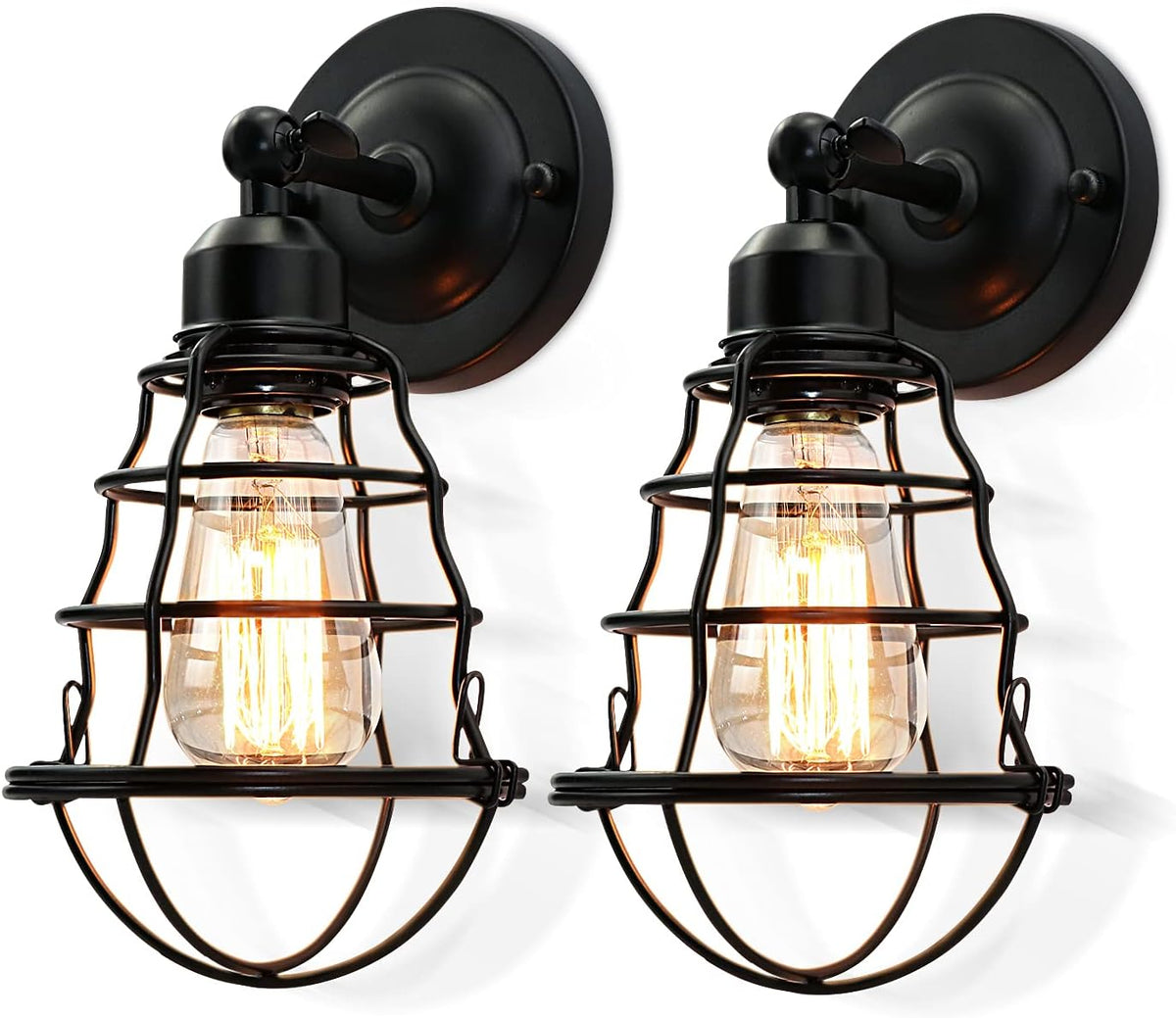 Black Wire Cage Wall Sconce 2pack D504