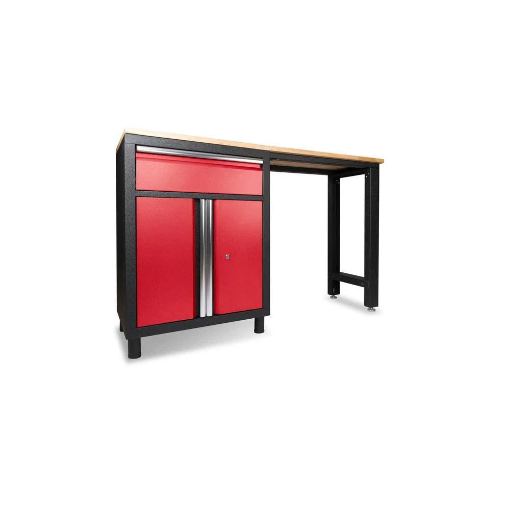 23/24-Gauge Steel Wood Worktop Cabinet Set in Red (4-Piece) F43569