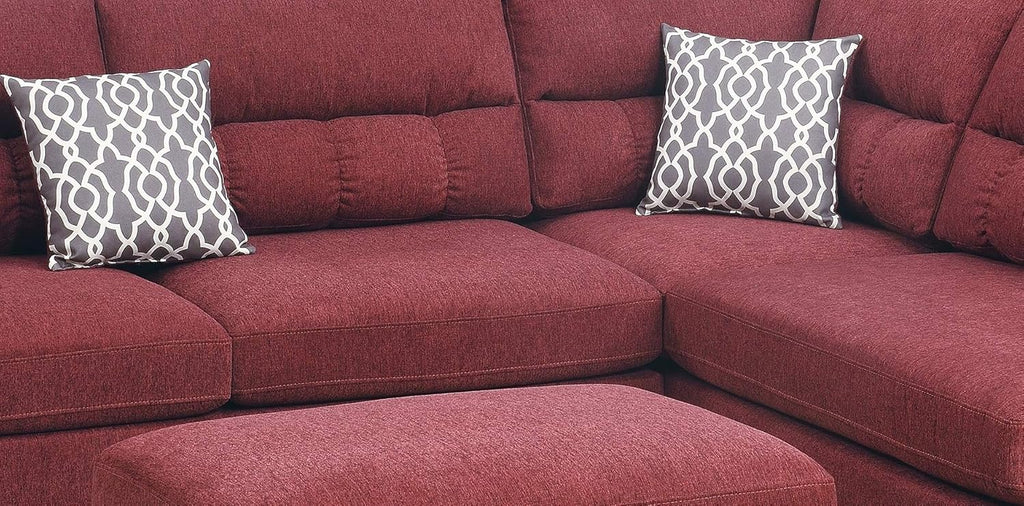 Red Velvet Sectional Sofa Y56783