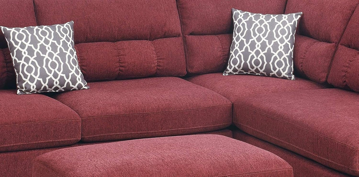 Red Velvet Sectional Sofa Y56783