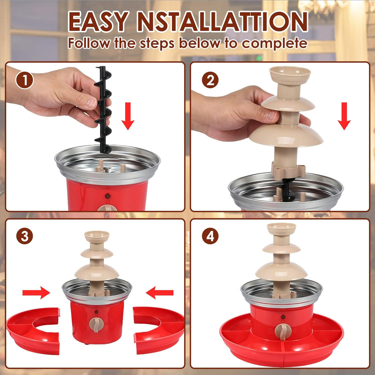 3 Layer Stainless Steel Chocolate Fountain 17oz Capacity B92884