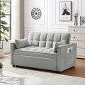 Gray Velvet Convertible Sofa Bed with Pullout Bed U3053