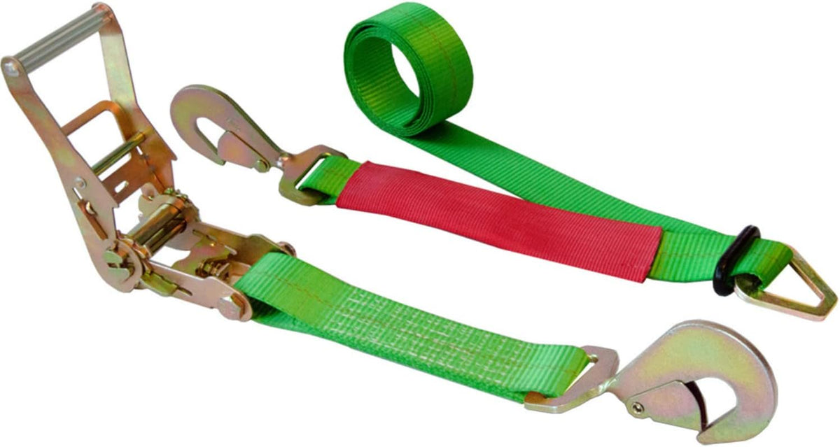 8' Tie Down Ratchet Axle Strap with Snap Hooks Yellow 10-Pack P215