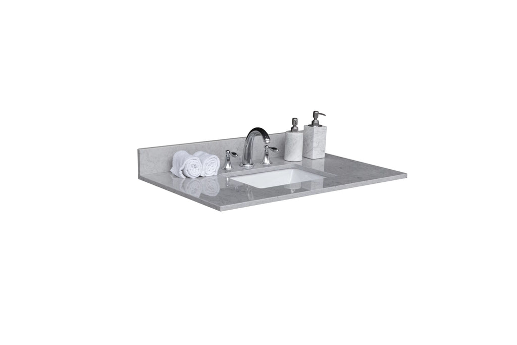 37in Grey Engineered Stone Vanity Top with Ceramic Sink F1264
