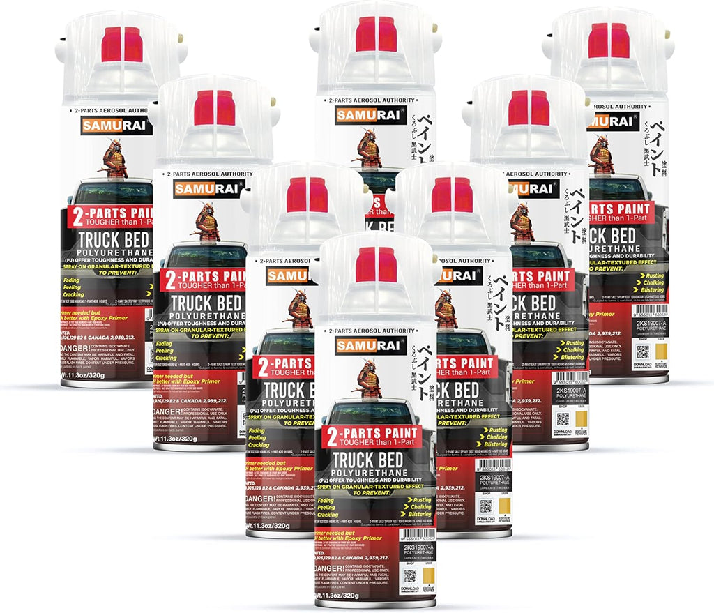 2-Part Polyurethane Bed Liner Spray Black, 11.3 Ounce, 7 Packs V300