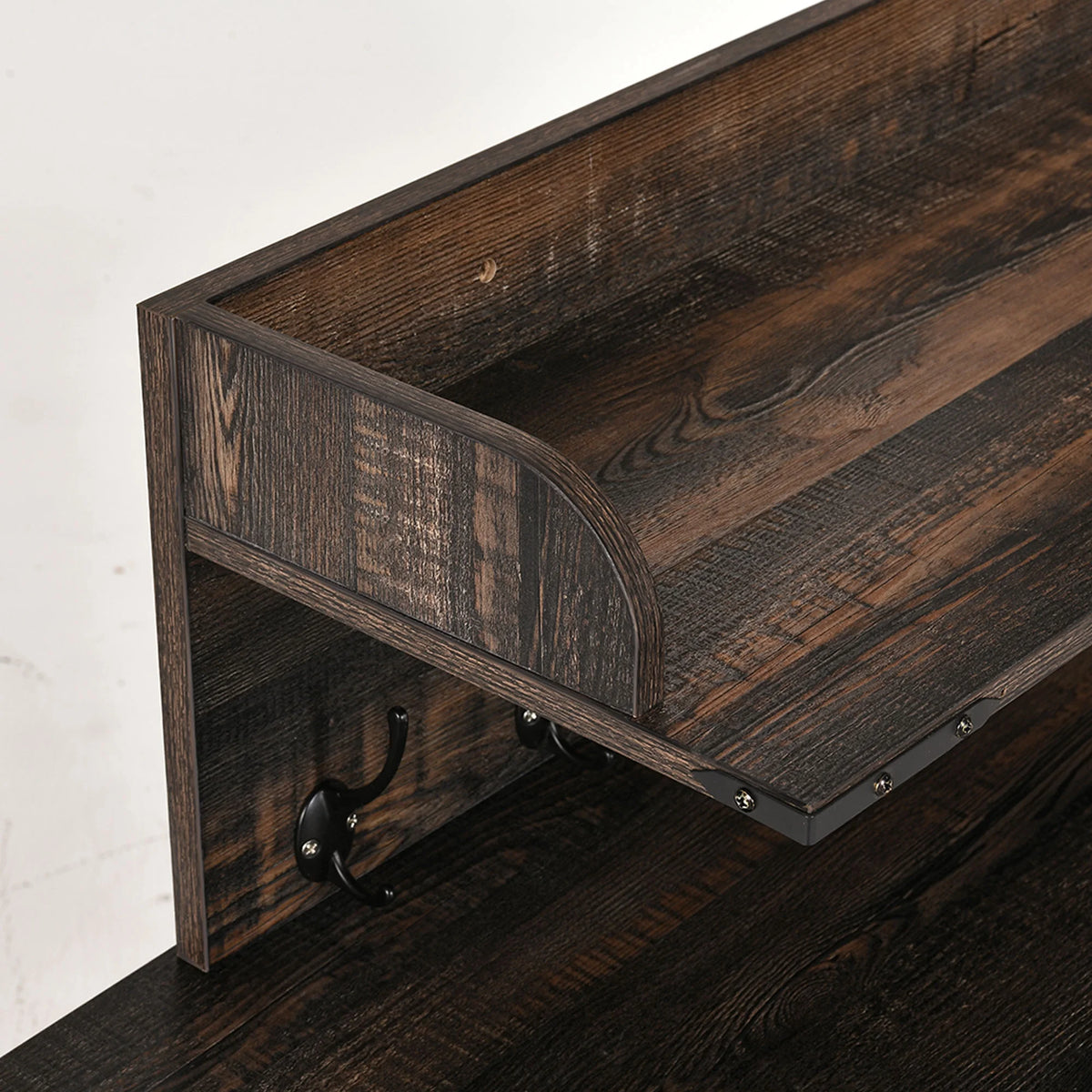 Industrial Hall Tree Coat Rack with Shoe Bench O489724