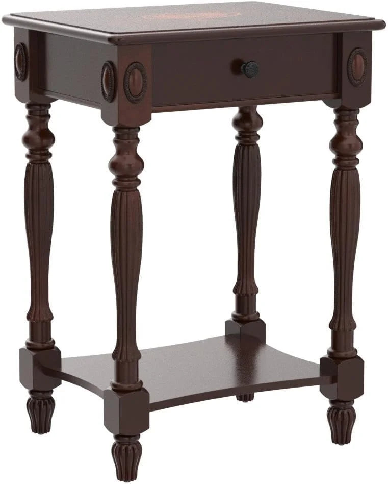 Solid Wood End Tables with Drawer 19.7"x 15.7"x 27.6" Cherry Walnut R118