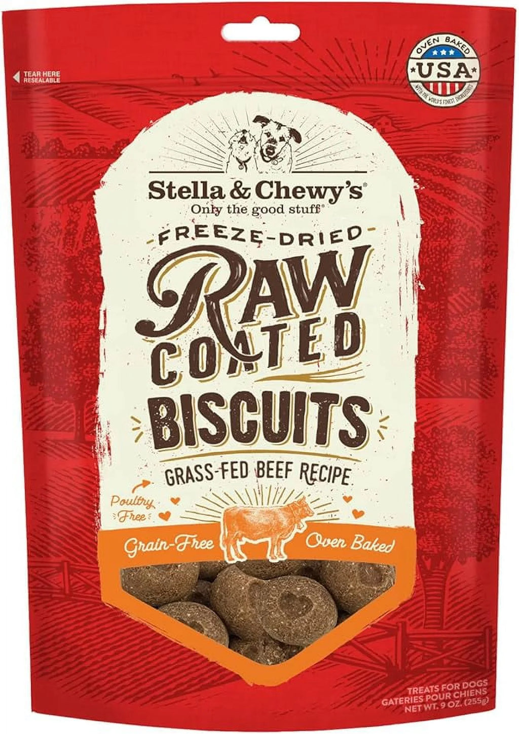 Freeze-Dried Raw Coated Grain Free Dog Biscuits 9 oz Bag C37462
