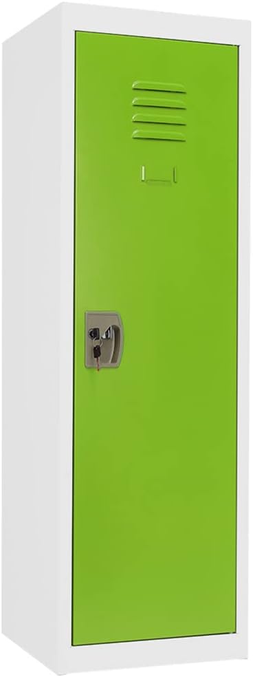 Red/White Metal Kids Locker with Lock and 2 Adjustable Shelves U6804
