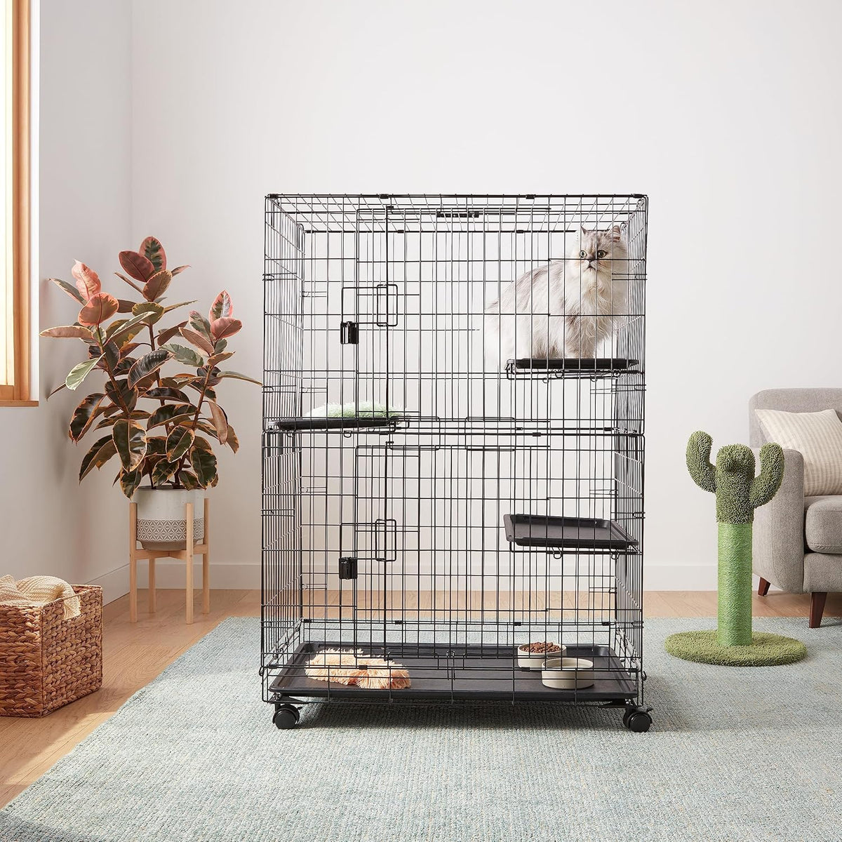 Large 3-Tier Cat Cage Playpen Crate Kennel, Black P70844