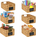 6 Pcs Natural Water Hyacinth Woven Storage Baskets with Handles T604255