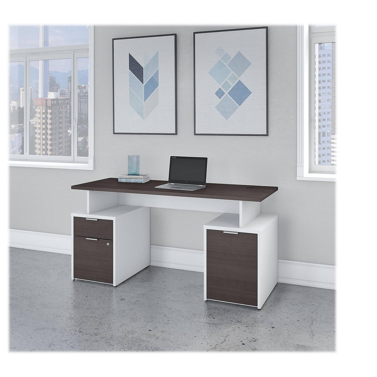 60W Desk with Drawers and Small Storage Cabinet R385403