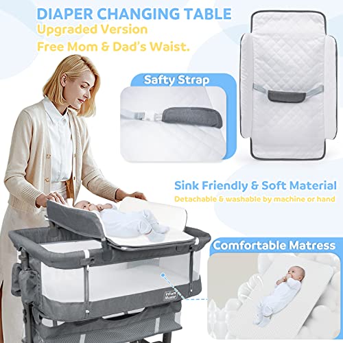 Grey 3 in 1 Baby Bassinet with Mesh Wall R97460
