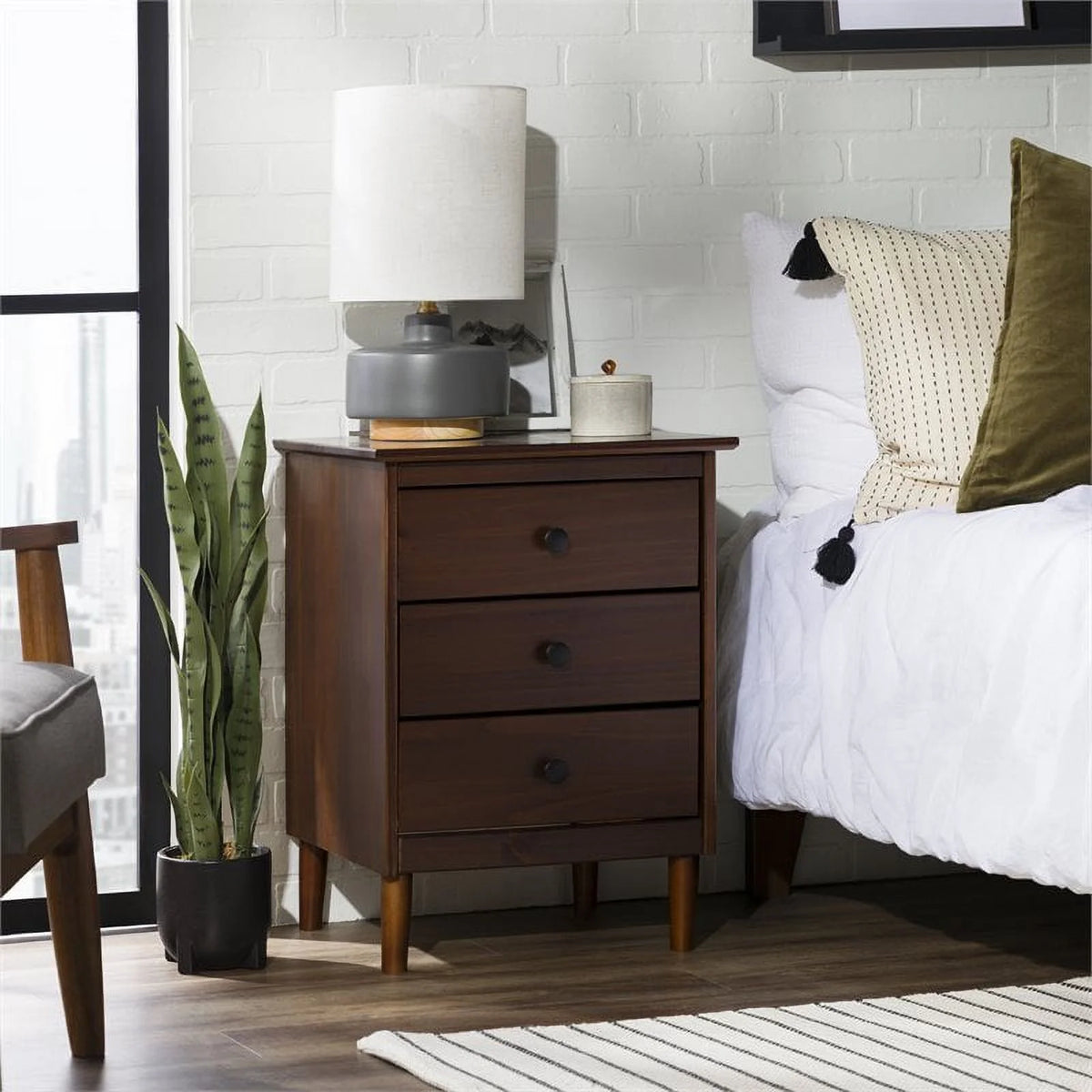 3 Drawer Solid Wood Nightstand D438