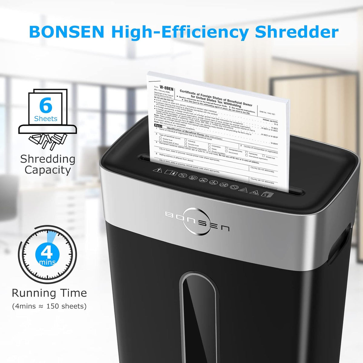 Micro-Cut Paper Shredder, 6-Sheet P-4, 4-Gallon, Black, Pack of 2 M985
