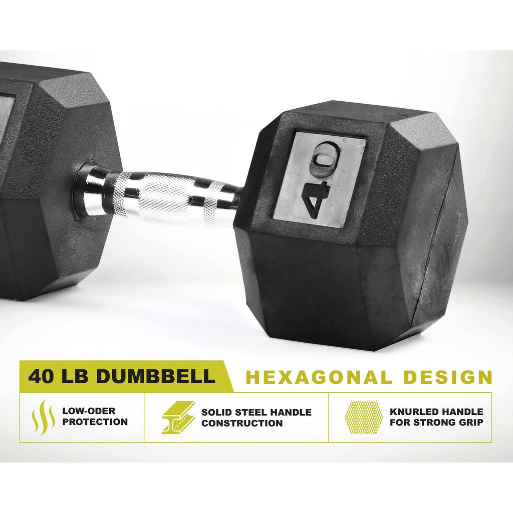 40lbs Pair Black Hex Dumbbell L25050