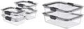8-Piece Glass Food Storage Containers with Lids, Clear/Grey X88516