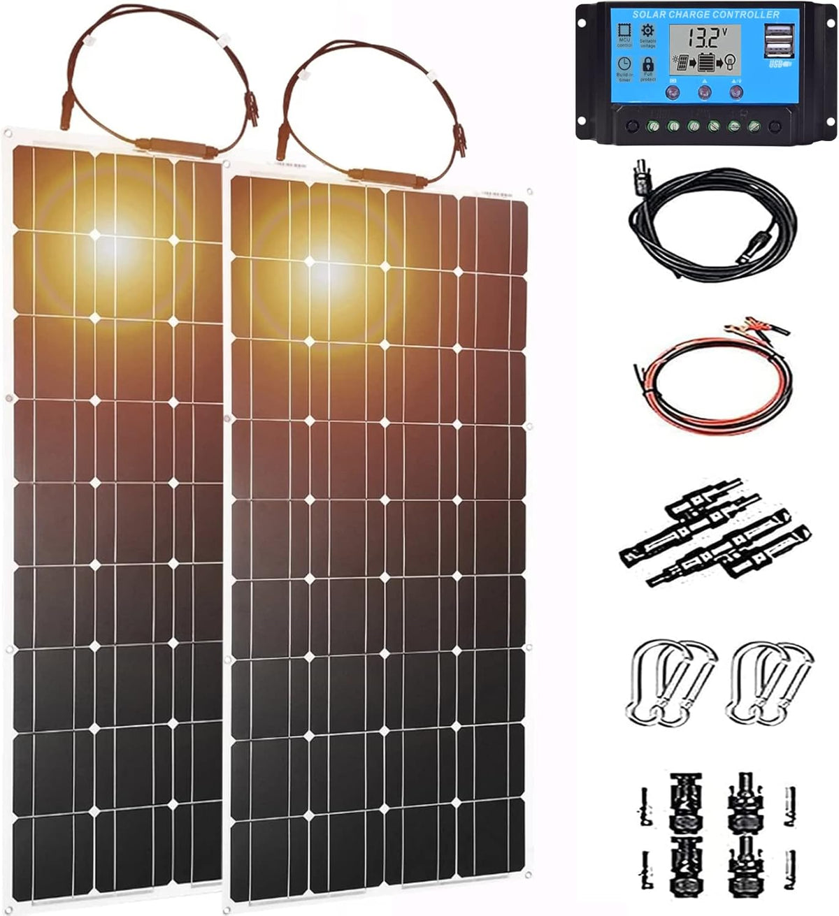2pcs 200W Monocrystalline Flexible Solar Panel Kit K699