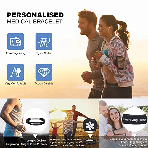 Custom Silicone Rubber Strap Stainless Steel Medical Alert Bracelet J97676