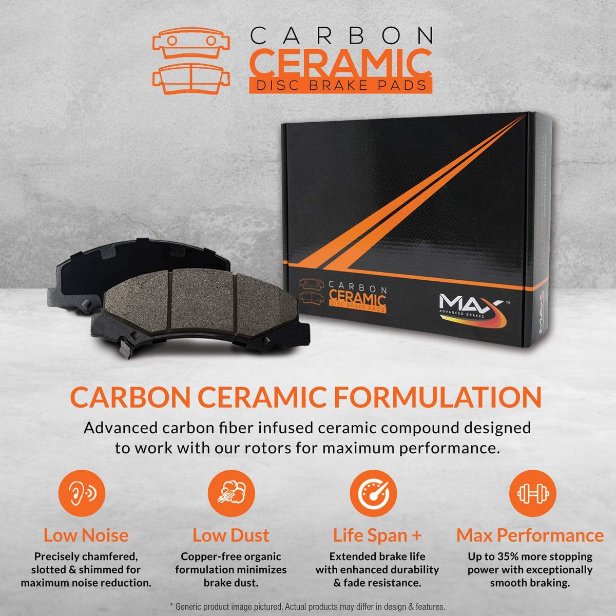 Rear Max Brakes Premium XDS Rotors with Carbon Ceramic Pads T4078