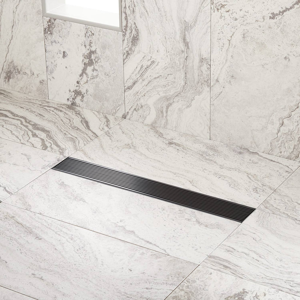 48x22 Linear Shower Drain with Flange Brushed Stainless Steel F46169