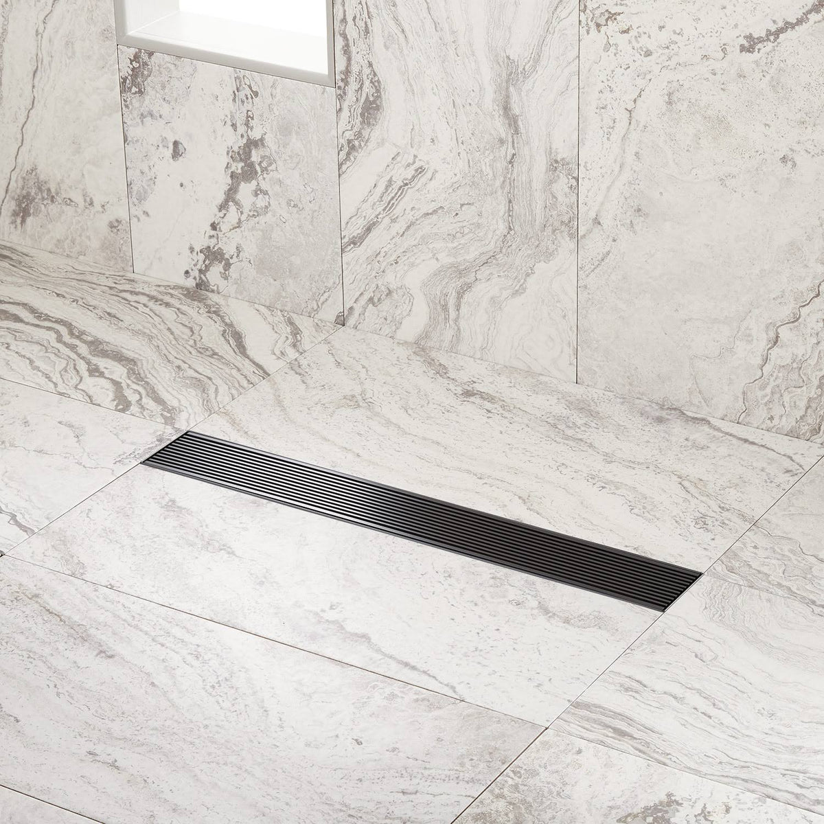 48x22 Linear Shower Drain with Flange Brushed Stainless Steel F46169