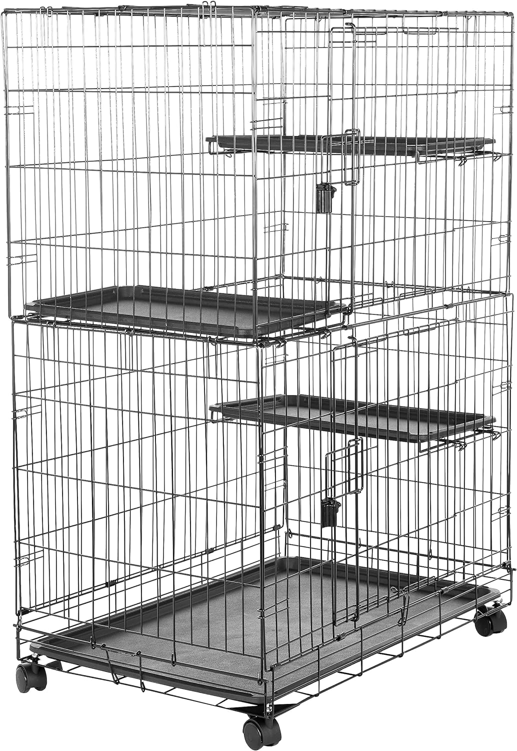 Large 3-Tier Cat Cage Playpen Crate Kennel, Black P70844