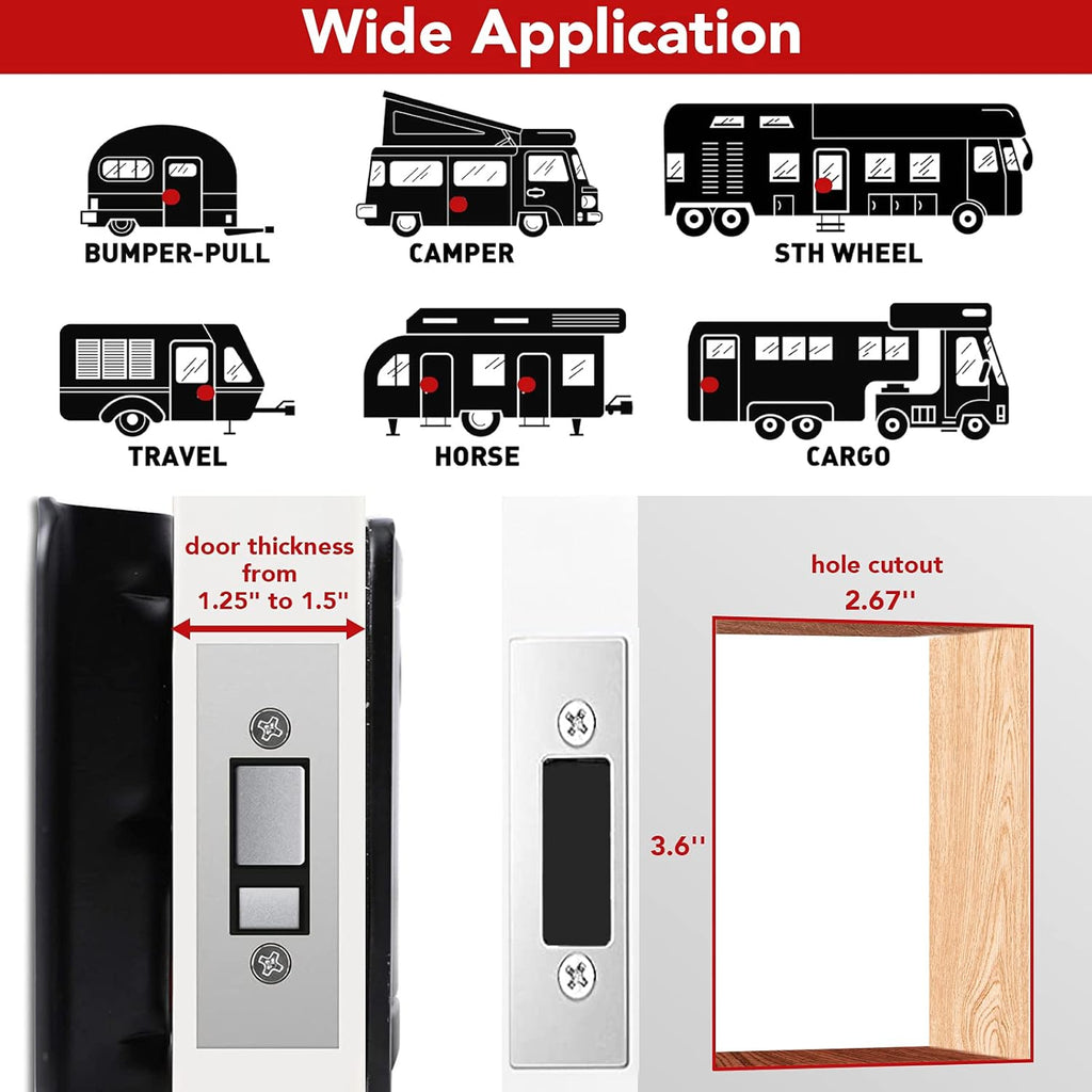 Black Zinc Alloy RV Entry Door Lock with Paddle Deadbolt 4 Keys H6957